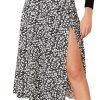 Saonta  Women's Sexy Boho Floral Split Thigh High Waist Swing Midi Skirt