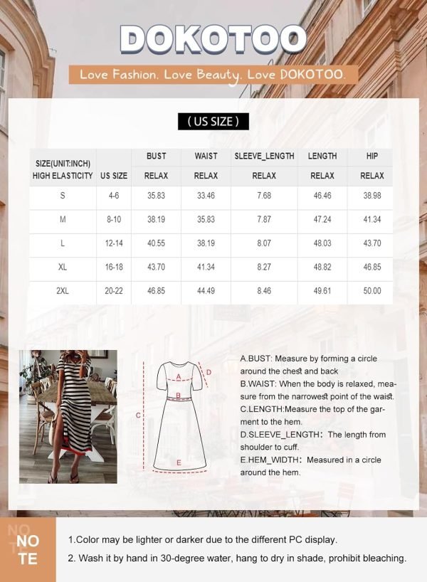 Saonta  Summer Dress Casual Womens Fashion Short Sleeve Maxi Dress T Shirt Dress Striped Long Color Block Maxi Dress