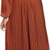 Saonta  Womens V Neck Flowy Ruffle Pleated Casual Fall Dress