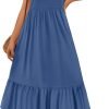 Saonta Women's 2024 Summer Sleeveless Dress Square Neck Pleated Swing Casual Maxi Dresses with Pockets