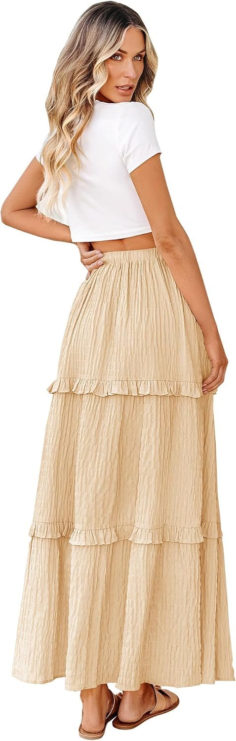 Saonta  Women's Long Summer Skirt 2024 Elegant High Waist Cocktail Party Wedding Guest Dress Flared A-Line Midi Skirts