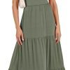 Saonta  Women's Summer Casual Long Maxi Beach Vacation Dresses Sleeveless Square Neck Flowy Tiered Sun Dress with Pockets