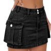 Low Waist Saonta  Skirt Women Button Mini Saonta  Denim Skirt with Pocket Mini Skirt
