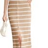 Saonta  Womens 2024 Summer Striped Dress Sleeveless Knitted Midi Bodycon Dresses Tank Ribbed Sweater Beach Dress