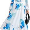 Saonta  Women's 2024 Fall Boho Maxi Dress Casual Long Sleeve V Neck Printed Beach Long Flowy Dresses