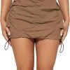 Womens Saonta  Skirt Y2k High Waisted Pencil Mini Skirts for Women Sexy Trendy Short Side Drawstring Ruched Bodycon Cute Skirts