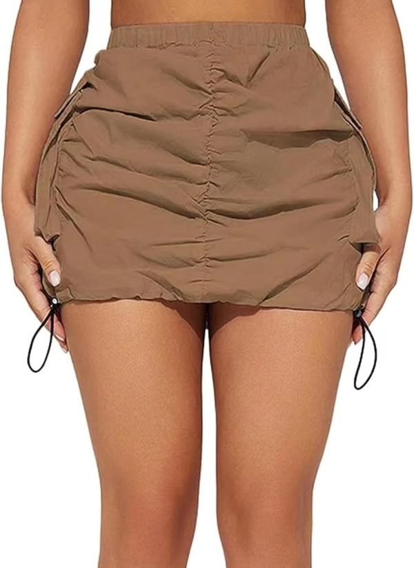 Womens Saonta  Skirt Y2k High Waisted Pencil Mini Skirts for Women Sexy Trendy Short Side Drawstring Ruched Bodycon Cute Skirts