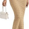 Saonta  Women's Texture Bodycon Maxi Skirt High Waist Pencil Long Skirts