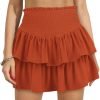 Women's High Waist Ruffle Mini Skirt Cute Tiered Short Skirt with Shorts Underneath