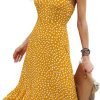 Saonta  Women's 2024 Summer Casual Boho Sundress Polka Dot Spaghetti Strap V Neck Flowy Midi Dresses