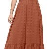 Saonta  Womens 2024 Puff Short Sleeve Square Neck Swiss Dot Smocked Waist Ruffle Hem Tiered Long Dress