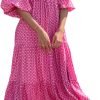 Saonta  Womens Loose Fit Casual Summer V Neck Half Sleeve Bohemian Geometric Pattern Maxi Long Dresses