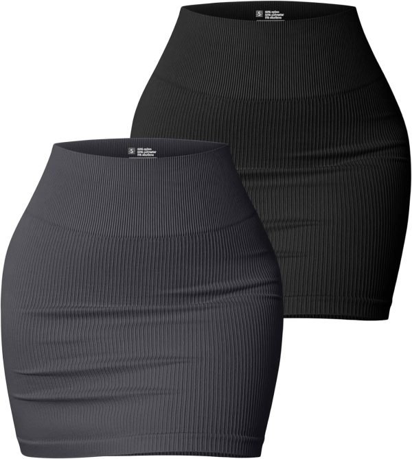 71ILxnlbkLL._AC_SL1500 Saonta Women's 2 Piece Skirts Basic Versatile Stretchy Ribbed Casual High Waist Mini Skirt