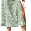 Saonta  Women's Boho Floral High Waist Split A Line Midi Skirt