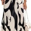 Saonta  Women's High Waist Graphic Print A Line Pleated Long Skirt