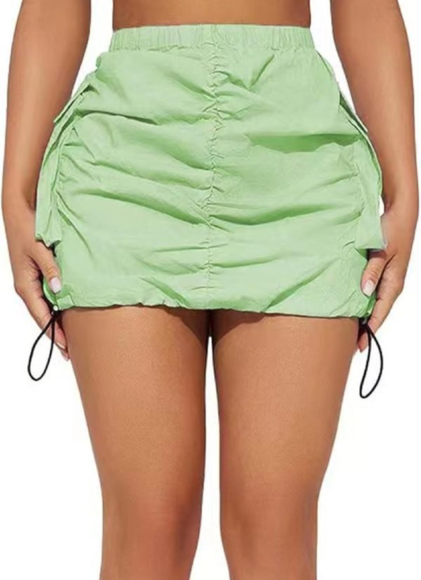 Womens Saonta  Skirt Y2k High Waisted Pencil Mini Skirts for Women Sexy Trendy Short Side Drawstring Ruched Bodycon Cute Skirts
