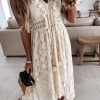 Saonta  Women's Maxi Dress Lace Dresses Boho Tassel V-Neck Flare Ruffle Adjustable Straps Beach Summer Long Dress