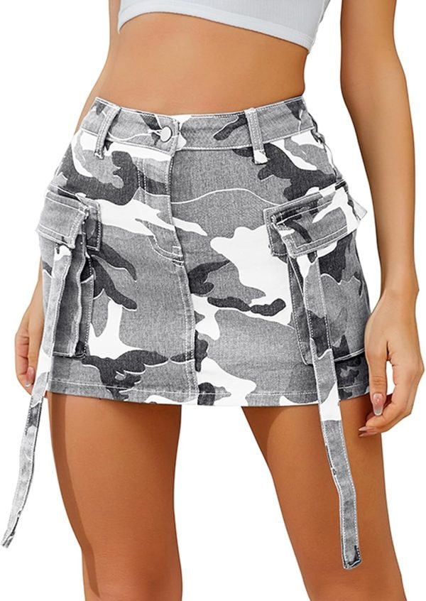 Saonta  Skirt Women y2k Button Mini Jeans Skirt Denim Skirt with Pocket Low Waist