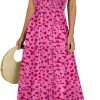 Saonta  Women's 2024 Summer Casual Maxi Dress Flutter Sleeve Scoop Neck Smocked Tiered A Line Flowy Beach Long Sun Dresses