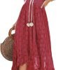 Saonta  Women's Maxi Dress Lace Dresses Boho Tassel V-Neck Flare Ruffle Adjustable Straps Beach Summer Long Dress