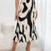 Saonta  Women's High Waist Graphic Print A Line Pleated Long Skirt