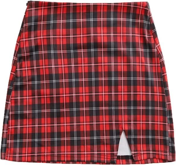 Saonta  Women's Split Hem Zipper Side Bodycon Mini Skirt