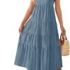 Saonta Women's 2024 Summer Sleeveless Dress Casual Backless Loose Flowy Tiered Sundress Beach Cover up Tank Dresses