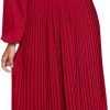 Saonta  Womens V Neck Flowy Ruffle Pleated Casual Fall Dress