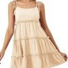 Women's Summer Mini Dress Sleeveless Boho Spaghetti Strap Dresses Casual Flowy A Line Cami Dress S-XXL