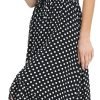 Women's Polka Dots Short Sleeve V Neck Dresses Vintage Boho Maxi Summer Dress with Stretchy Waist