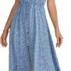 Saonta  Women's 2024 Summer Casual Boho Sundress Polka Dot Spaghetti Strap V Neck Flowy Midi Dresses