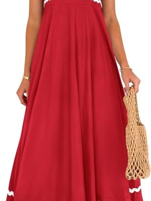 71QIESy24uL._AC_SL1500 Saonta Womens 2024 Summer Flowy Maxi Dress Casual Sleeveless Spaghetti Strap Ruffle Beach Long Dresses