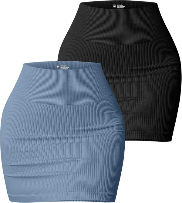 71RMuPFuFLL._AC_SL1500 Saonta Women's 2 Piece Skirts Basic Versatile Stretchy Ribbed Casual High Waist Mini Skirt