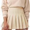Saonta  Womens Girl High Waisted Pleated Tennis Skirt School A-Line Skater Skirts with Lining Shorts