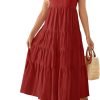 Saonta Women's 2024 Summer Sleeveless Dress Casual Backless Loose Flowy Tiered Sundress Beach Cover up Tank Dresses