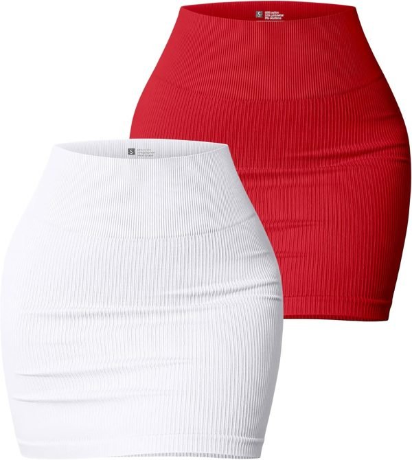 71SWwmTcR1L._AC_SL1500 Saonta Women's 2 Piece Skirts Basic Versatile Stretchy Ribbed Casual High Waist Mini Skirt