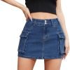 Low Waist Saonta  Skirt Women Button Mini Saonta  Denim Skirt with Pocket Mini Skirt