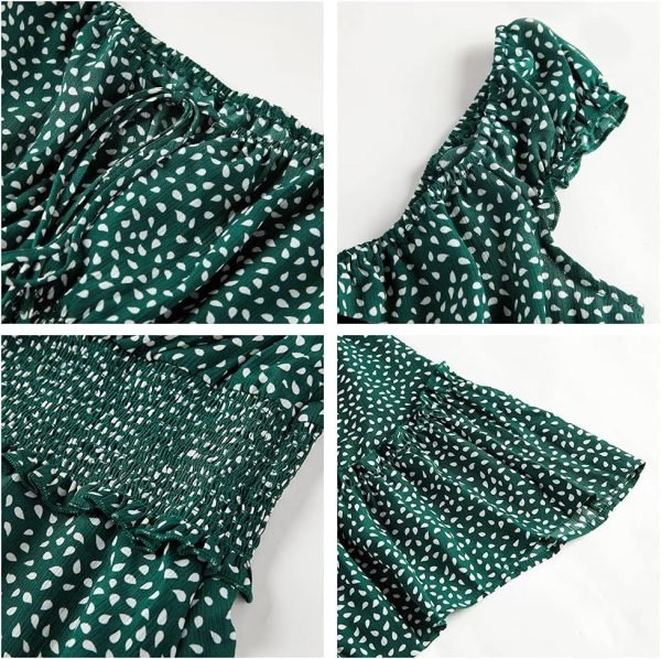 Saonta  Women's Summer Ruffle Sleeve Sweetheart Neckline Printing Dress Mini Dress