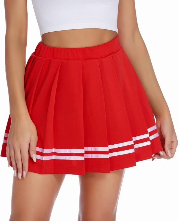 Saonta  Womens Pleated Skirt School Uniform Skirt Mini Skirt Pleated Cheer Skirt