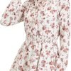 Saonta  K Women's Ruffled Floral Smocked Waist Layered Tiered Chiffon Dress
