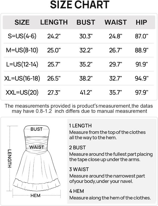 Saonta  Women's 2024 Summer Strapless Tube Dress Sexy Off Shoulder Ruffle Tiered Flowy Mini Dresses