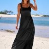 Saonta  Women's Summer Casual Long Maxi Beach Vacation Dresses Sleeveless Square Neck Flowy Tiered Sun Dress with Pockets