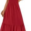 Saonta Women's 2024 Summer Sleeveless Dress Square Neck Pleated Swing Casual Maxi Dresses with Pockets