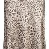 Womens Leopard Print Skirt Midi Long Length Silk Satin High Waist Elastic Skirts