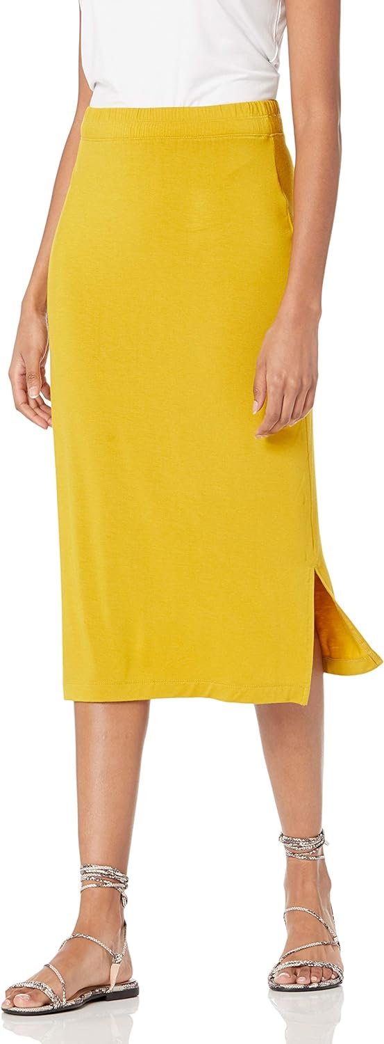 Saonta  Women's Pull-On Knit Midi Skirt (Available in Plus Size)