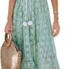 Saonta  Women's Maxi Dress Lace Dresses Boho Tassel V-Neck Flare Ruffle Adjustable Straps Beach Summer Long Dress