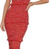 Saonta  Womens Floral Summer One Shoulder Strappy Tiered Ruffle Midi Bodycon Dresses
