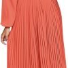 Saonta  Womens V Neck Flowy Ruffle Pleated Casual Fall Dress