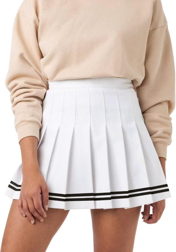 Saonta  Womens Girl High Waisted Pleated Tennis Skirt School A-Line Skater Skirts with Lining Shorts