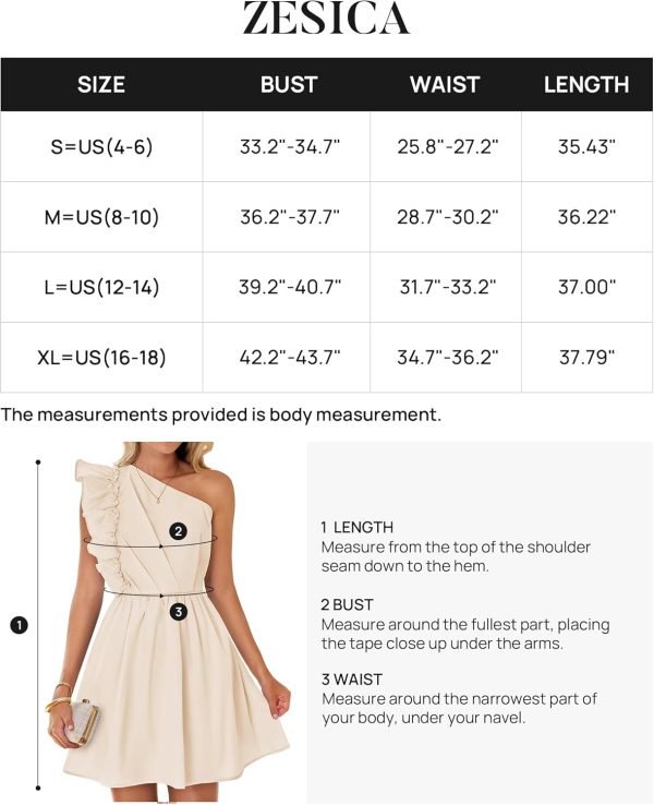 Saonta Women's Summer One Shoulder Ruffle Dress 2024 Boho Sleeveless Elastic High Waist Swing Mini Dresses